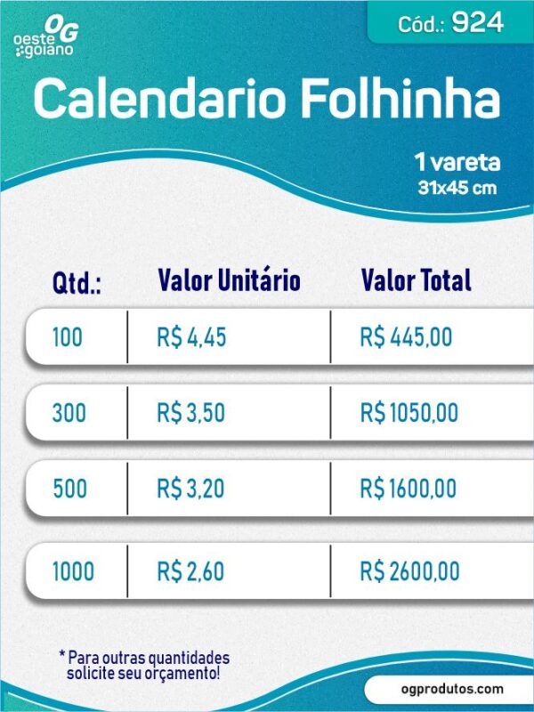 Calendário Folhinha 32x45cm Cd. 924 - Image 3